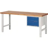 TECWERK Werkbank Ser.BK 650 B2000xT700xH790-1140mm Buche lichtgrau/blau 2 Schubl.