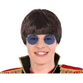 BigBuy party Verkleedpruik popstar John voor heren - zwart - Engelse muzikant - Carnaval - kort haar