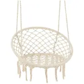 J-Line hangstoel Macramé + Kwastjes - polyester - beige