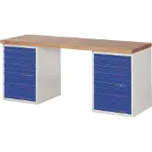 TECWERK Werkbank Ser.BK 650 B2000xT700xH840mm Buche lichtgrau/blau 12 Schubl.