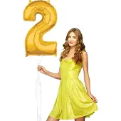 Wefiesta Inclusief helium ballon cijfer 2 gevuld goudkleurig.