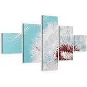 Karo-art Schilderij - Pastel paardenbloem, 5luik, premium print
