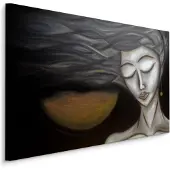 Karo-art Schilderij - Lange haren, Vrouw Abstract, Premium Print