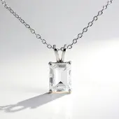 Cavill - Zilveren halsketting 925 Sterling Zilver - 1,08 ct Witte Topaas Nigeria Achthoek Trapgeslepen - Elegante dames ketting 45,7 cm
