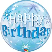 Qualatex Happy Birthday bubbel ballon blauw