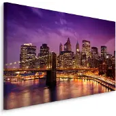 Karo-art Schilderij - New York bij Nacht, Premium Print, 5 maten
