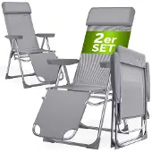 Casaria Tuinstoel met Hoge Rugleuning 2 Stuks Antraciet Aluminium