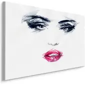 Karo-art Schilderij - Rode Lippen, Portret van een Vrouw, Premium print