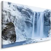 Karo-art Schilderij - Waterval in de winter, premium print
