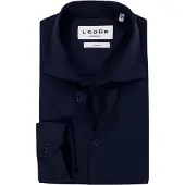 Ledub modern fit overhemd - jersey - donkerblauw - Strijkvriendelijk - Boordmaat: 48