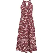 We fashion Jurk beige / donkerrood / wit