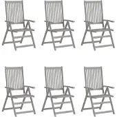 vidaXL Tuinstoelen 6 st verstelbaar massief acaciahout grijs
