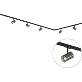QAZQA Modern railsysteem zwart met 5 spots 1-fase - Iconic Lloyd