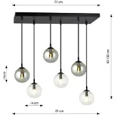 Emibig COSMO 6 BL MIX2 Hanglamp Zwart Glas 10W MAX LED