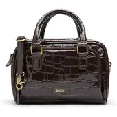 Manfield Bruine lakleren croco handtas | Maat Onesize