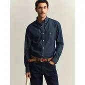Gant Heren Overhemd Regular Fit marine indigo (L), Casual, Katoen, Klassiek, Lange mouwen, Marineblauw 3000400