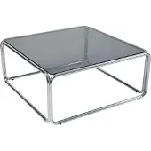 Oviala - Vierkante salontafel L90 cm in metaal en zwart glas - Lewis