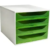 Exacompta ECOBOX ladebox 4 laden appelgroen, A4/A4+, open front, stil, veiligheidsstop