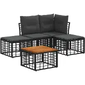 vidaXL Buiten bank set 5 st Zwart en Donker Grijs Polyester