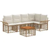 vidaXL Buiten bank set 6 st Natuurlijk en Crème Wit Polyester