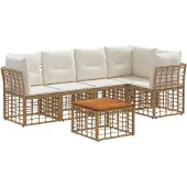vidaXL Buiten bank set 6 st Natuurlijk en Crème Wit Polyester