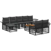 vidaXL Buiten bank set 10 st Zwart en Donker Grijs Polyester
