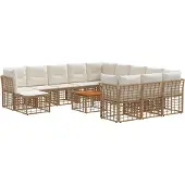 vidaXL Buiten bank set 13 st Natuurlijk en Crème Wit Polyester