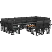 vidaXL Buiten bank set 13 st Zwart en Donker Grijs Polyester