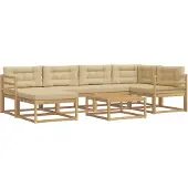 vidaXL Buiten bank set 7 pcs Wit en Beige