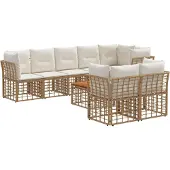 vidaXL Buiten bank set 9 st Natuurlijk en Crème Wit Polyester
