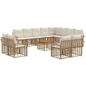 vidaXL Buiten bank set 13 st Natuurlijk en Crème Wit Polyester