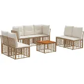 vidaXL Buiten bank set 8 st Natuurlijk en Crème Wit Polyester