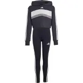 Adidas Trainingspak 'SEASONAL ESSENTIALS TIBERIO 3 STRIPES FLEECE LEGGINGS' donkergrijs / zwart / wit