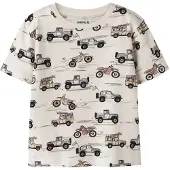 Name it MINI T-shirt beige melange Jongens Stretchkatoen Ronde hals All over print - maat 116