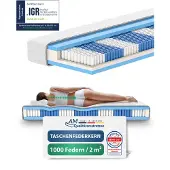 AM Qualitätsmatratzen - 1000 veren 7-zone pocketveringmatras 80x200 cm (H3) - Ergonomisch matras 80 x 200 met 1.000 veren - 24 cm Premium hoogte - Afneembare TENCEL Lyocell tijk - Made in Germany