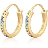 Elli - Elli Oorbellen Dames Creolen Regenboog Trend Kleurrijk met Kristallen in 925 Sterling Zilver Oorbel