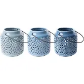 AC-DÉCO windlicht blauw L13xB13xH15 cm