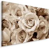 Karo-art Schilderij - Rozen in Sepia, 4 maten, wanddecoratie