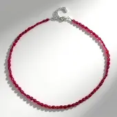 Cavill - Zilveren Halsketting - 925 Sterling Zilver - Bemainty Robijn 72,932 ct - Verstelbare Rode Edelsteen Kralen - Elegant Madagaskar Sieraad