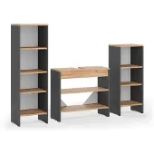 Vicco Badkamermeubelset Karli, Antraciet/Goudkleurig Eiken, 3 delen