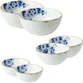 Heinen Delfts Blauw Kommenset Blauw Bloesem - Porselein - set van 6