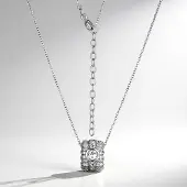 Cavill - 925 Sterling Zilver Halsketting met Witte Topaas 1 101 ct - Rondgeslepen Pavé Zirkonia Hanger - Verstelbaar 40-45 cm