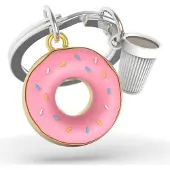 Inny Metalmorphose sleutelhanger Donut met koffiekop