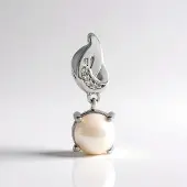 Cavill - Zilveren Hanger - 925 Sterling Zilver - Witte Zoetwater Kweekparel 7mm - 5 Cambodja Zirkonia 0,036ct - Elegant & Tijdloos