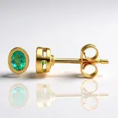 Cavill - Zilveren Oorbellen - 925 Sterling Zilver Verguld - 0 29ct Zambia Smaragd Ovaal - Elegant Bezel gezet Groen Sieraad voor Dames