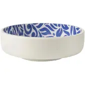 J-Line kom Bloemen - hout - blauw/wit