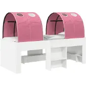 vidaXL Bed met Tunnel 3 st Wit en Roze Bewerkt hout
