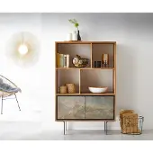 DELIFE Boekenkast Juwelo 88 cm acacia natuur steenfineer metaal zwart