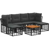 vidaXL Buiten bank set 7 st Zwart en Donker Grijs Polyester