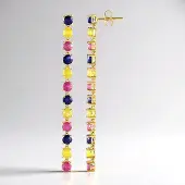 Cavill - 925 Sterling Zilver Verguld - Oorbellen met 7,56 ct Madagaskar Blauw Geel Roze Saffieren - Ronde Edelsteen - Modern Elegant